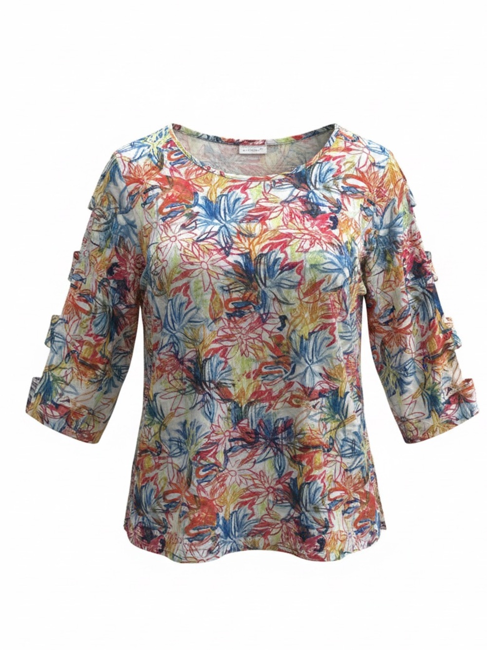 Lulu-B women’s Floral Multicolor Scoop Neck Women’s Top size M